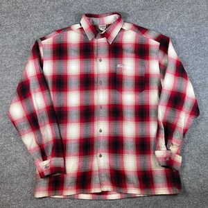 VTG CalTop Shirt Mens 2XL Red White Shadow Plaid Flannel Long Sleeve Made in USA